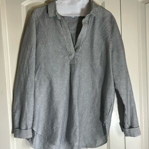 J Crew Women's Linen Pinstriped Blouse